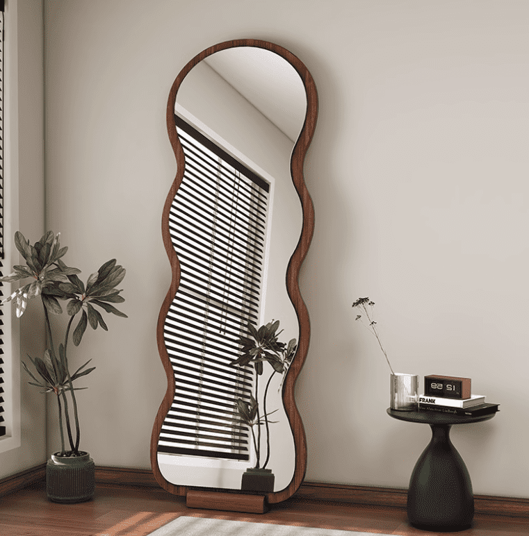 tdbg3ckd1jh15731.png Nordic Modern Style Full Body Dressing Standing Floor Mirror Wavy Shaped Wooden Framed Glass for Living Room Decorative Purpose - WOSEN Mirror