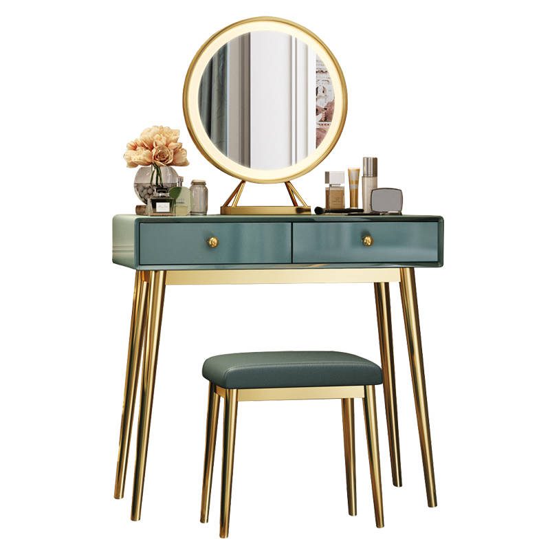 tgepusf0icg7969.jpg Desktop LED Mirror Desktop Makeup Mirror Golden Metal Frame LED Light Round Mirror with Light That Can Light up - WOSEN Mirror