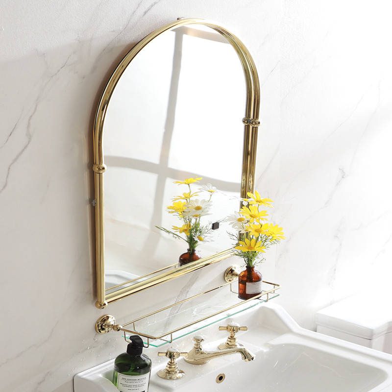 tiyorpgr4nh1874.jpg Retro Arched Led Bathroom Mirror Gold Household Wall Hung Makeup Mirror LED Backlight Wall Mirror - WOSEN Mirror
