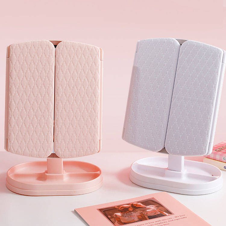 tro2w3zc5yo5187.jpg Trifold Travel Foldable Mirror LED Vanity Mirror Lights Portable Makeup Mirror with Lights White - WOSEN Mirror