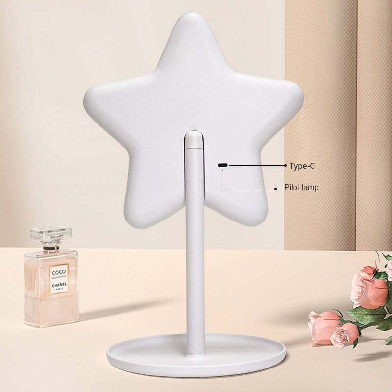 trzd3c0ekta6514.jpg Star Shaped LED Makeup Mirror with Touch Screen Desktop Fill Light Small Mirror Ins Style Portable LED Dressing Vanity Mirror - WOSEN Mirror