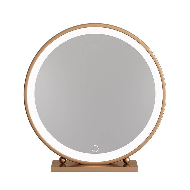 ttcg13jtagt7967.jpg Desktop LED Mirror Desktop Makeup Mirror Golden Metal Frame LED Light Round Mirror with Light That Can Light up - WOSEN Mirror