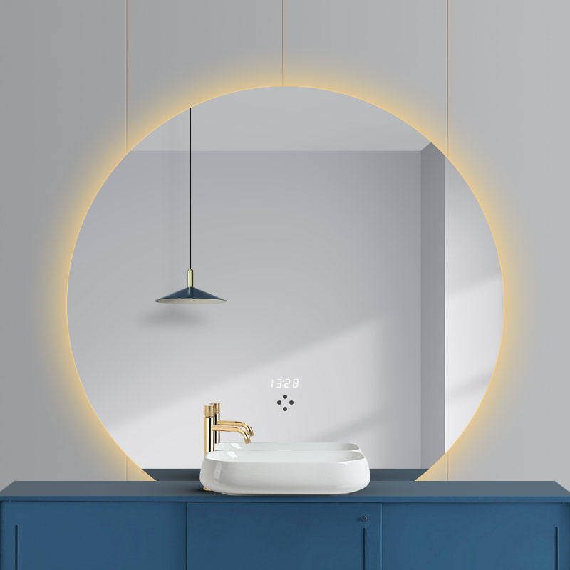 txrttaogfzs5764.jpg Simple Frameless LED Smart Bathroom Mirror with Lights Wall Mounted Round Frameless Mirror Screen with Functions Customized - WOSEN Mirror
