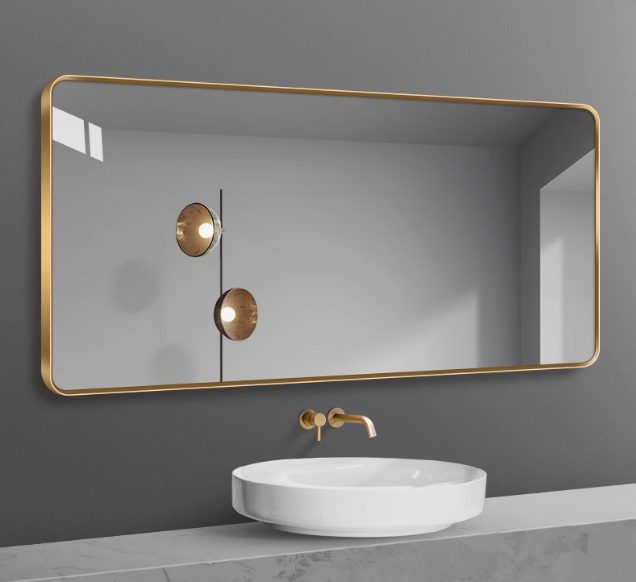 Light Luxury Modern Customizable Aluminum Alloy Frame Bathroom Toilet Mirror Wall Hanging Framed Metal Mirror - WOSEN Mirror