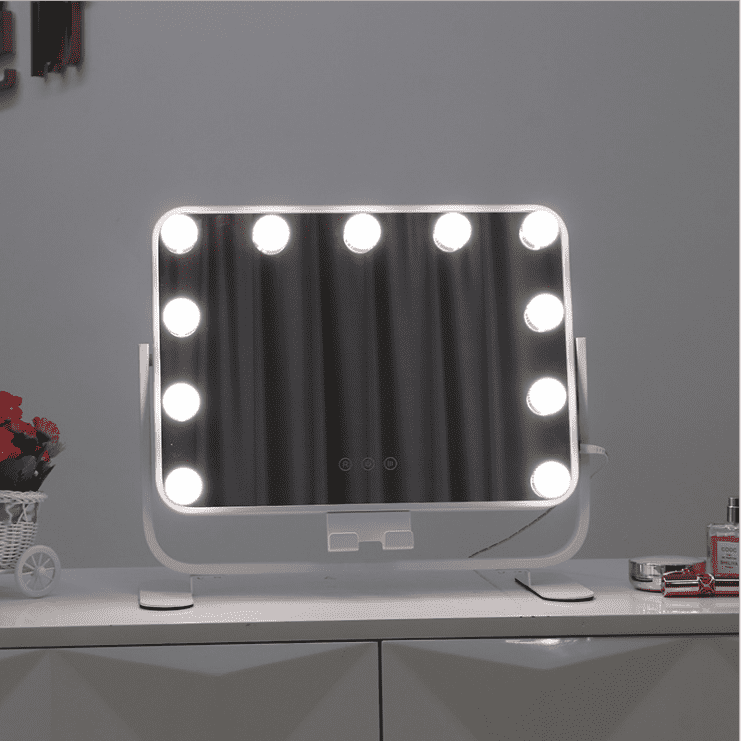 u5njwzdscwc7746.png LED Desktop Cosmetic Vanity Mirror with Light Bulb 360 Degree Rotation Personalized Style - WOSEN Mirror