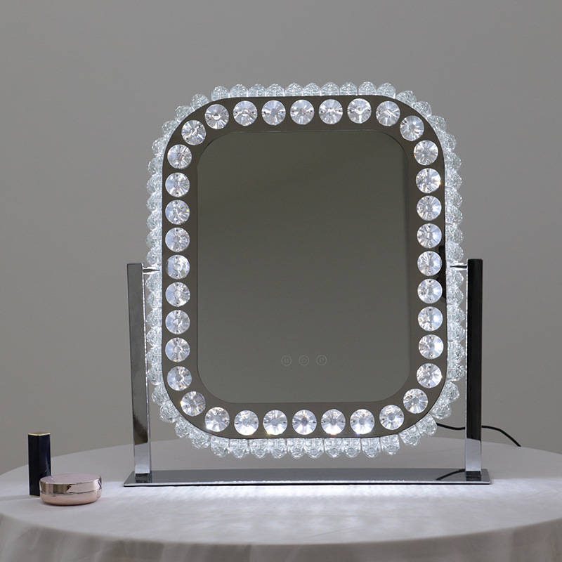 uf1thaueny46970.jpg Vanity Mirror Lighted With Led Touch Switch 360 Degree Rotating LED Tricolor Makeup Mirror Simple and Luxurious Crystal Mirror - WOSEN Mirror