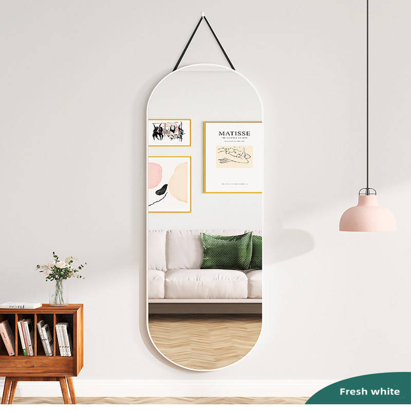 uj0cn3uokwv11610.jpg Nordic Full Length Mirror Oval Hanging Wall Mirror With Strap Aluminium Alloy Framed Runway Circle Mirror - WOSEN Mirror