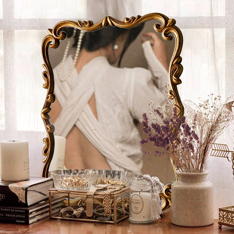 un2ycmvocuy8932.jpg New French Retro Carved Makeup Mirror Wall Hanging Wooden Frame HD Bathroom Mirror - WOSEN Mirror