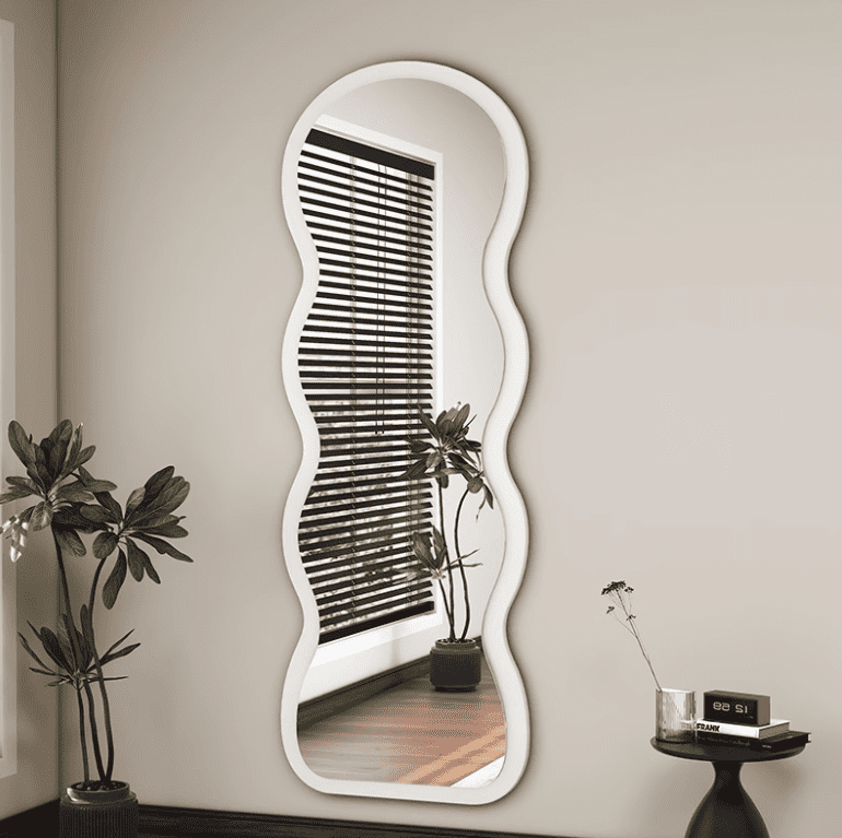 vek3us4toas15735.png Nordic Modern Style Full Body Dressing Standing Floor Mirror Wavy Shaped Wooden Framed Glass for Living Room Decorative Purpose - WOSEN Mirror
