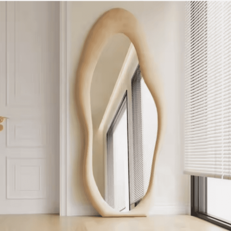 venvmrq52h015549.png Floor Full Length Body Dressing Espejos Beige Purple Green Lint Velvet Wooden Frame Standing Mirror Wall Hanging Mirror - WOSEN Mirror