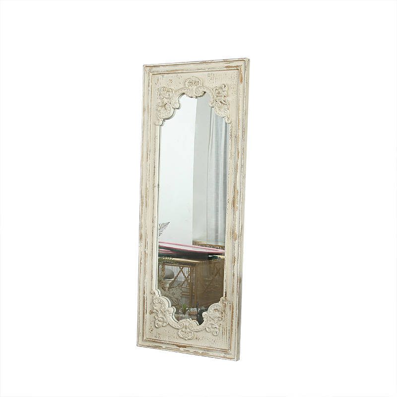 Vintage Wooden Frame Rectangular Dilapidated Chic Large Floor Mirror Home Decoration Luxury Full-length Mirror Gold Floor Mirror - WOSEN Mirror