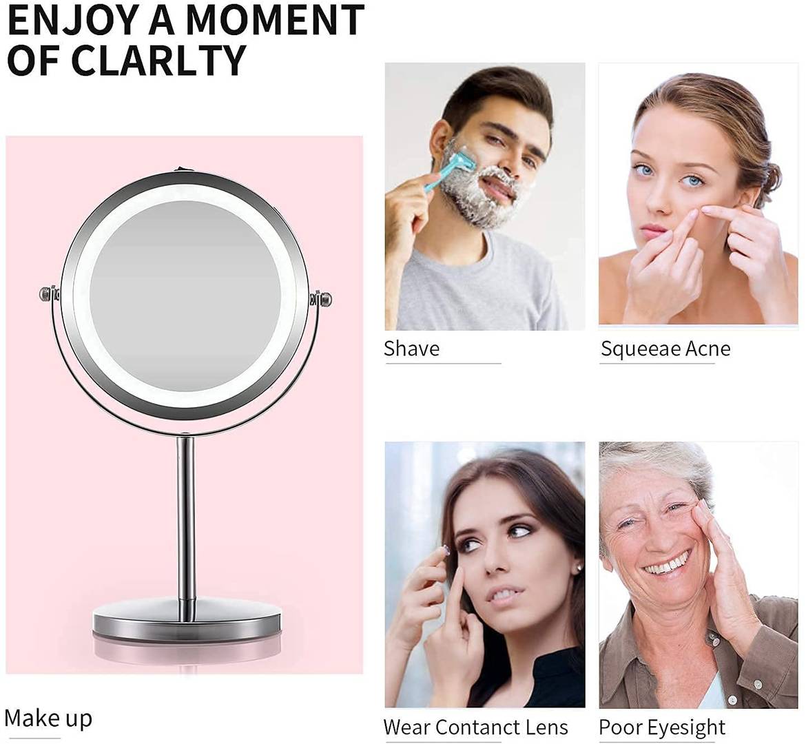 vgf1vyodwov7726.jpg European Style Mirror Led Makeup Vanity Mirror With Lights Double-Sided Magnification Makeup Mirror - WOSEN Mirror