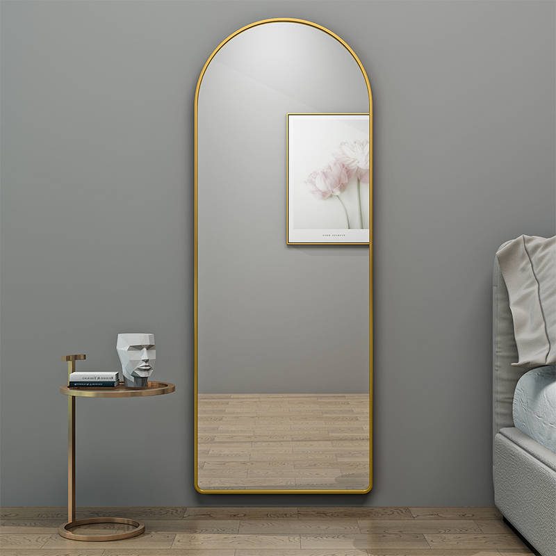 vza4dmqf41d16535.jpg Modern Gold Aluminum Frame Full-Size Dressing Room Wall Mirror Elegant Oval Design Home Hotels Full-Length Floor Mirror Glass - WOSEN Mirror