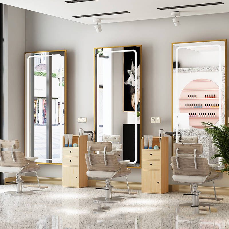 wdxkdtsdul018961.jpg High Quality Barber Hair Floor Upright Large Mirror Led Salon Beauty Mirror and Gold Salon Black Illuminated Rectangle Hotel - WOSEN Mirror