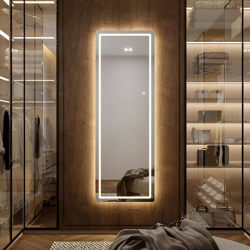 wmwqoj5leey12224.jpg Simple Modern LED Light-Up Dressing Mirror Wall Mounted Glass Mirror with LED Lights - WOSEN Mirror