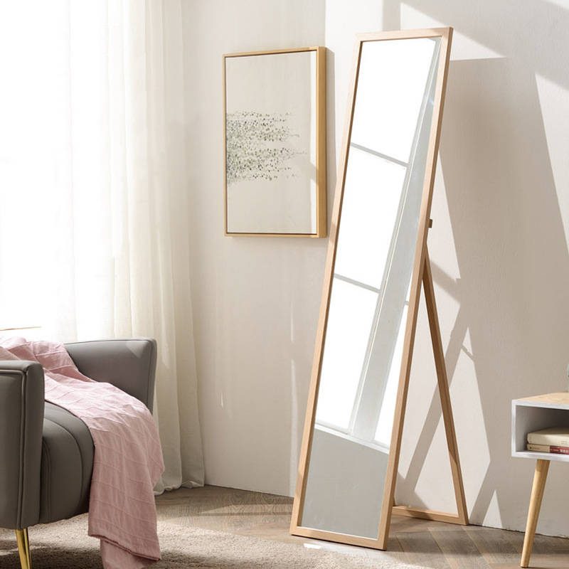 Floor Standing Mirror Living Room Wood Framed Large Floor Mirror Full Length Mirror - WOSEN Mirror