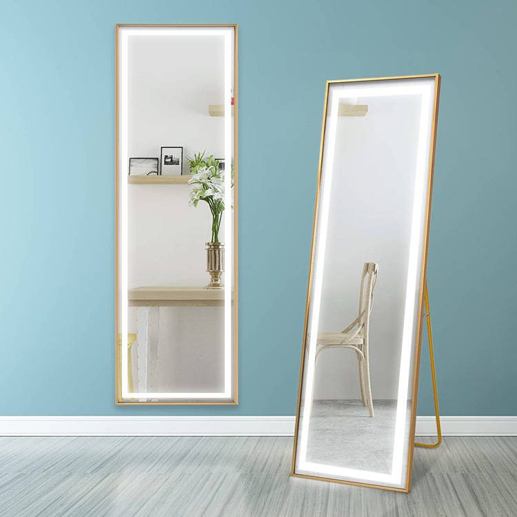 Customizable LED Full-Body Mirror with Rectangular Aluminum Alloy Frame Floor-standing and Wall-mounted for Home Decorative Use - WOSEN Mirror