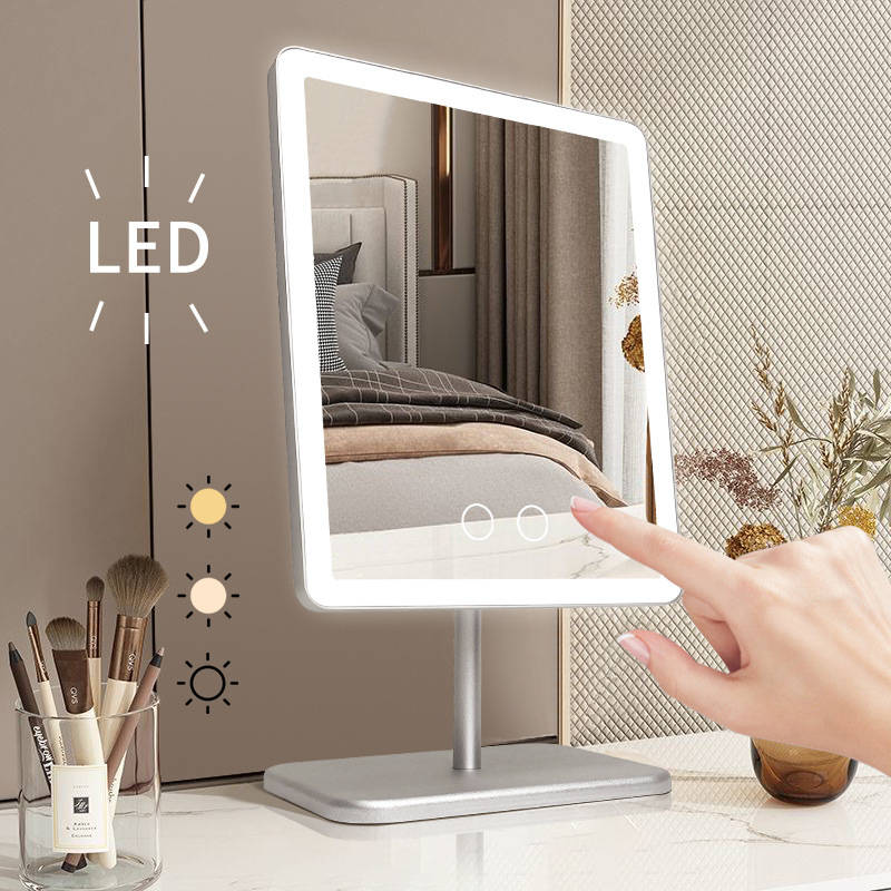 x2murxsh5ep6815.jpg Creative Rechargeable LED Smart Touch Screen Portable Makeup Mirror Modern Design 3 Light Vanity Mirror Magnetic Metal Feature - WOSEN Mirror