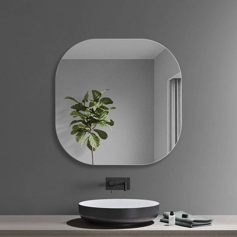x5jczsksis03007.jpg Square Minimalist Bathroom Mirror Frameless Rounded Corner Toilet Makeup Mirror Wall Mounted Mirror - WOSEN Mirror