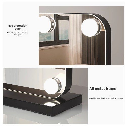 x5oszuukjch5819.png Desktop Led Light Bulb Makeup Mirror With Light Square Large Rotatable Charging Intelligent Fill Light Makeup Mirror - WOSEN Mirror