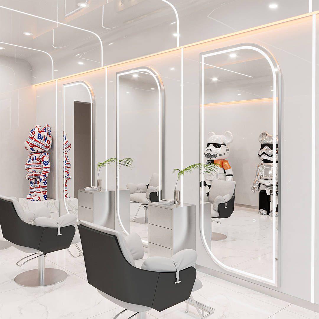 xp1vsjehfoy4141.jpg Customizable Modern Large LED Mirror Irregular Design Dedicated for Barbershop & Hair Salon Factory Shop Floor Use - WOSEN Mirror