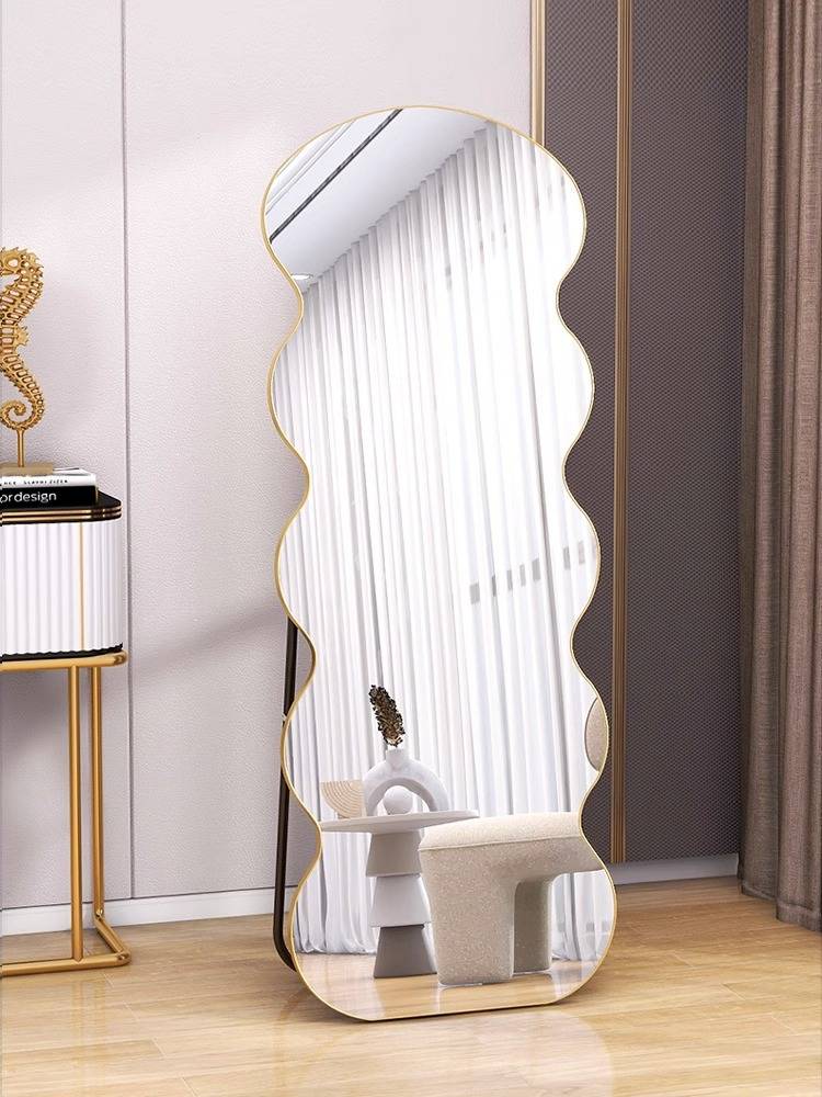 xqu41h5gtu415139.jpg 2023 New Design French Wave Full-Length Wall Mounted Decorative Mirror Wavy Irregular Shaped Framed Body Mirror for Home Decor - WOSEN Mirror