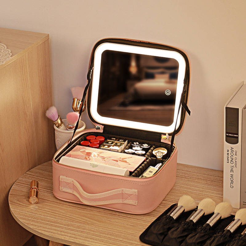 xvs0bustuvo6721.jpg 2023 New Large Capacity Illuminated Travel Makeup Bag Organizer Case with LED Light Touch Screen Vanity Mirror - WOSEN Mirror