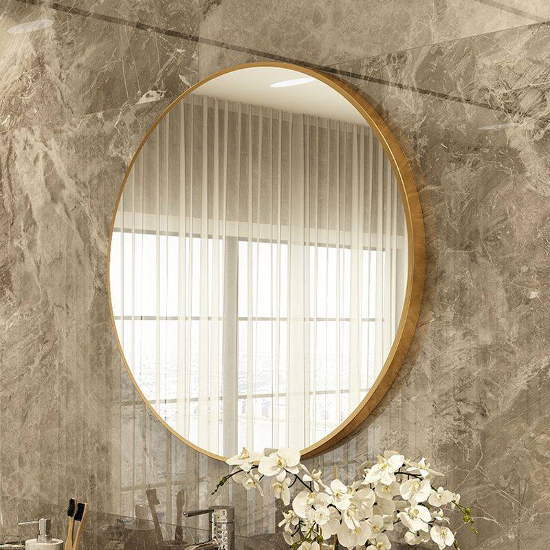 Nordic Minimalist Bathroom Mirror Household Wall Hanging Circular Mirror Aluminum Alloy Round Cosmetic Mirror - WOSEN Mirror
