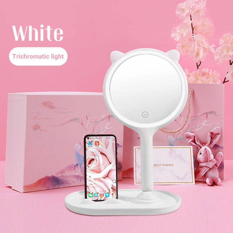 yagbmjgmo2i6483.jpg Portable Cat-Shaped Smart Vanity Mirror Delicate LED Handheld Cosmetic Makeup Glass Mirror - WOSEN Mirror