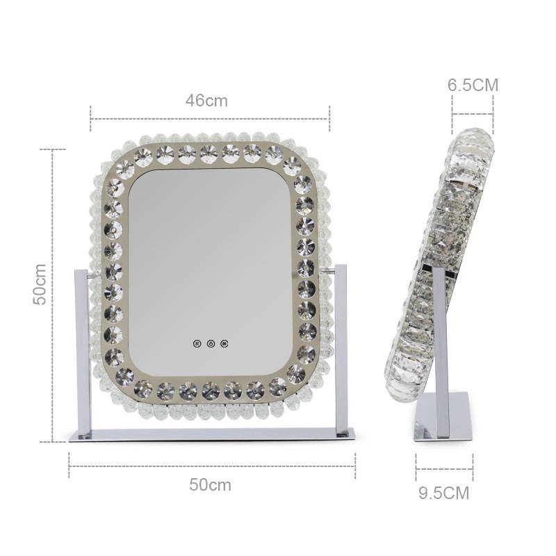 ygsyoomu1ea6972.jpg Vanity Mirror Lighted With Led Touch Switch 360 Degree Rotating LED Tricolor Makeup Mirror Simple and Luxurious Crystal Mirror - WOSEN Mirror