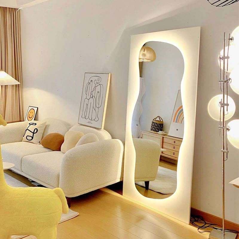 yil3kdo5pfk15236.jpg Creative Art Living Room Bedroom Wave Floor Mirror Clothing Store Luminous Decorative Mirror Led Light Emitting Wavy Mirror - WOSEN Mirror