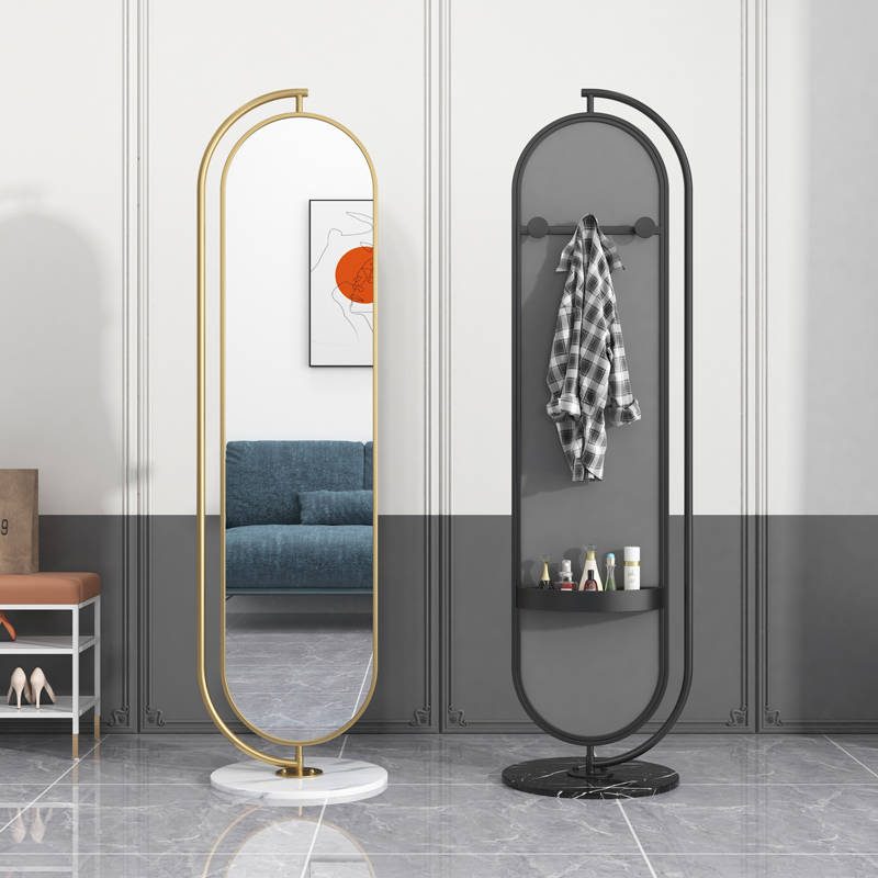 yo15os3zomo16340.jpg Gold Metal Frame Elliptic Dressing Mirror Full Length Floor Landing Decorative Mirror - WOSEN Mirror