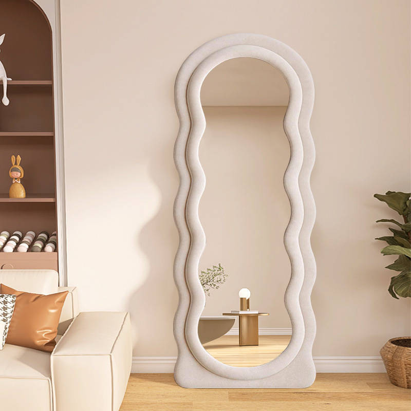Household Bedroom Wavy Dressing Full Body Mirror Living Room Floor Standing Mirror Wave Shaped Wall Mirror - WOSEN Mirror