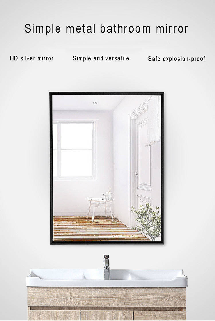z1funycpyr22777.jpg Aluminum Alloy Frame Simple Explosion-proof Silver Mirror Wall Mounted Home Decor Bathroom Mirror - WOSEN Mirror