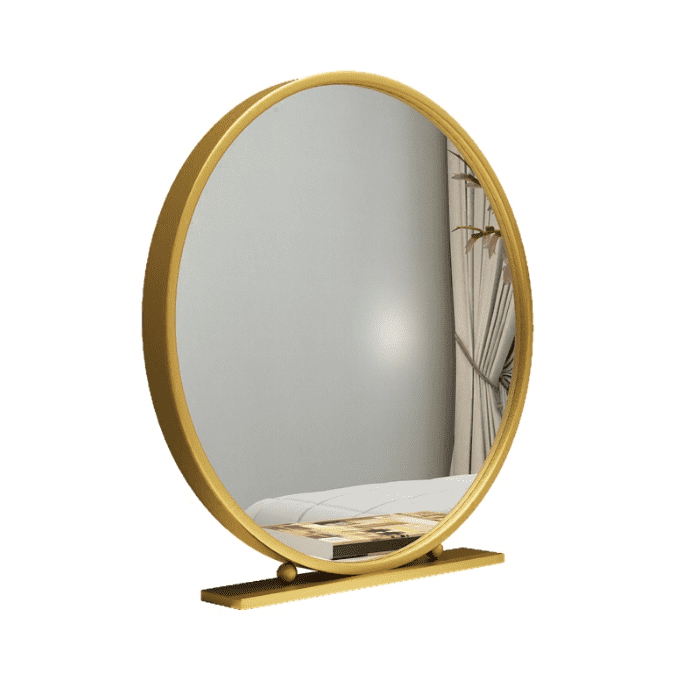 Nordic Hair Salon Round Make-up Mirror Desktop Bedroom Desktop Princess Dressing Table Mirror Iron Single-sided Beauty Mirror - WOSEN Mirror