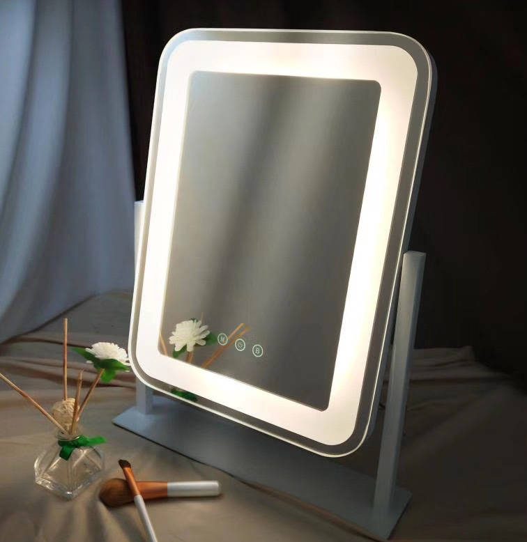 zghlofukfnm6944.jpg Wholesale Vanity Mirror With Smart Led Touch Screen 360 Degree Rotating Filleted Corner Intelligent Makeup Mirror Table Standing - WOSEN Mirror