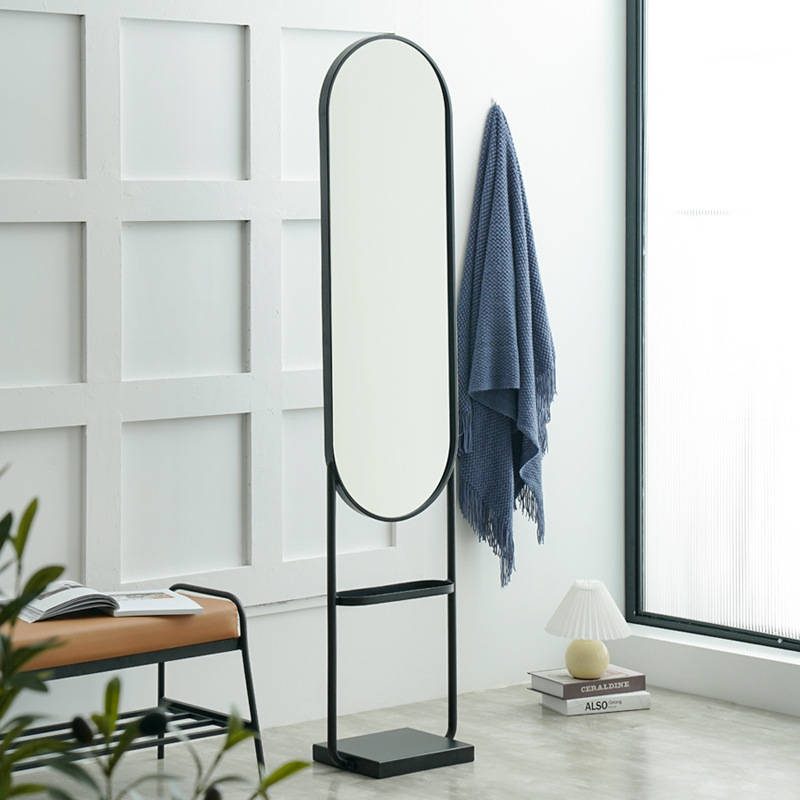 zsz1arpqtdu16288.jpg Contemporary Full-Length Ins Wind Wrought Iron Design Mirror with Shelf for Girls’ Bedroom Wall-Mounted for Hotels - WOSEN Mirror