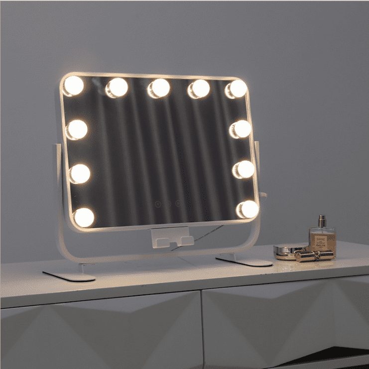 ztecpgjp5457744.png LED Desktop Cosmetic Vanity Mirror with Light Bulb 360 Degree Rotation Personalized Style - WOSEN Mirror